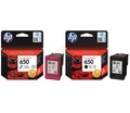 originl HP 650 BK (CZ101AE) a HP 650 color (CZ102AE) black ern a color barevn originln inkoustov cartridge pro tiskrnu HP DeskJet Ink Advantage 1515