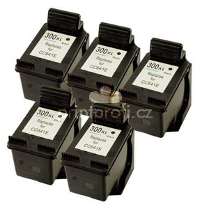 5x HP 300XL black (CC641EE) ern kompatibiln inkoustov cartridge pro tiskrnu HP