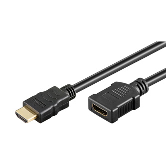 Prodlužovací video kabel HDMI samec - HDMI samice, HDMI 2.0 - Premium High Speed, 1m, pozlacené konektory, černý