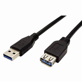 USB prodlužka (3.0), USB A samec - USB A samice, 1.8m, černá