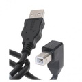 USB kabel (2.0), USB A samec - USB B samec, 2m, lomen 90°, ern