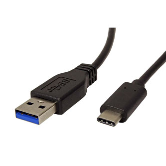 USB kabel (3.1), USB A samec - USB C samec, 0.5m, kulatý, černý, plastic bag
