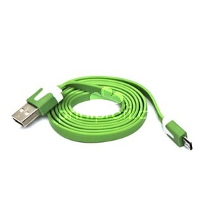 USB kabel (2.0), USB A samec - microUSB samec, 1m, ploch, zelen