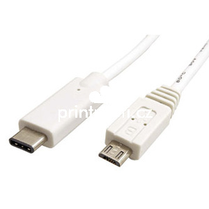 USB kabel (2.0), USB C samec - microUSB samec, 2m, kulat, bl, plastic bag
