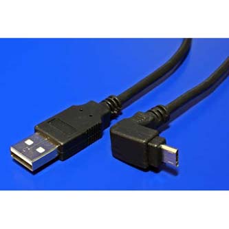 USB kabel (2.0), USB A samec - microUSB samec, 1.8m, lomený 90°, černý