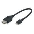 USB kabel (2.0), microUSB samec - USB A samice, 0.2m, OTG, ern