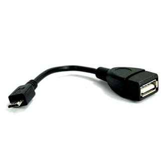 USB kabel (2.0), microUSB samec - USB A samice, 0.15m, OTG, černý