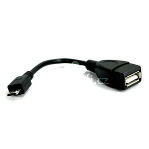 USB kabel (2.0), microUSB samec - USB A samice, 0.15m, OTG, ern