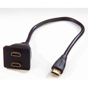 Video rozdvojka, HDMI samec - 2x HDMI samice, černá, pozlacené konektory