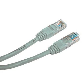 Síťový LAN kabel UTP patchcord, Cat.5e, RJ45 samec - RJ45 samec, 1 m, nestíněný, CCA, šedý, economy