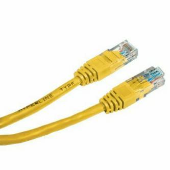 Síťový LAN kabel UTP patchcord, Cat.5e, RJ45 samec - RJ45 samec, 0.5 m, nestíněný, žlutý, economy