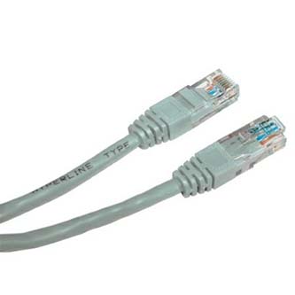 Síťový LAN kabel UTP patchcord, Cat.5e, RJ45 samec - RJ45 samec, 0.25 m, nestíněný, šedý, economy