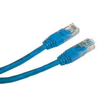 Síťový LAN kabel UTP patchcord, Cat.5e, RJ45 samec - RJ45 samec, 0.25 m, nestíněný, modrý, economy