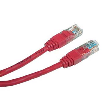 Síťový LAN kabel UTP patchcord, Cat.5e, RJ45 samec - RJ45 samec, 0.25 m, nestíněný, červený, economy