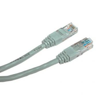Síťový LAN kabel UTP patchcord, Cat.5e, RJ45 samec - RJ45 samec, 3 m, nestíněný, šedý, economy
