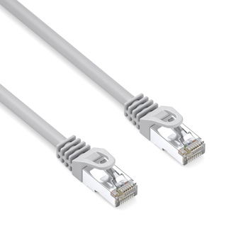 Síťový LAN kabel S/FTP patchcord, Cat.6a, RJ45 samec - RJ45 samec, 10 m, dvojitě stíněný, LSOH, šedý, 10 Gb/s, economy