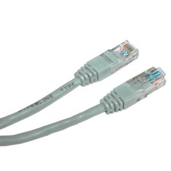 Síťový LAN kabel UTP patchcord, Cat.6, RJ45 samec - RJ45 samec, 10 m, nestíněný, šedý, economy