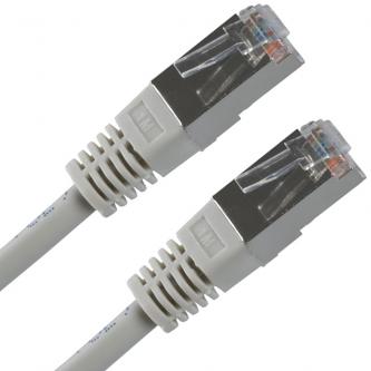Síťový LAN kabel FTP patchcord, Cat.5e, RJ45 samec - RJ45 samec, 15 m, stíněný, šedý, economy