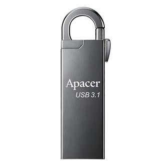Apacer USB flash disk, USB 3.0, 16GB, AH15A, stříbrný, AP16GAH15AA-1, USB A, s karabinkou