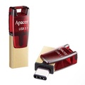 Apacer USB flash disk OTG, USB 3.0, 32GB, AH180, erven, AP32GAH180R-1, USB A / USB C, s otonou krytkou