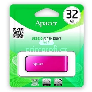 Apacer USB flash disk, USB 2.0, 32GB, AH334, rov, AP32GAH334P-1, USB A, s vsuvnm konektorem
