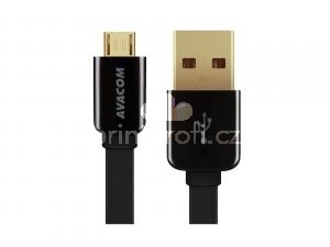 Avacom USB kabel (2.0), USB A samec - microUSB samec, 1.2m, ern