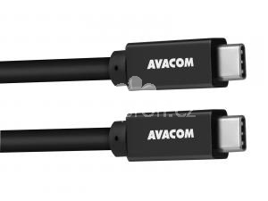 Avacom USB kabel (3.2 gen 2), USB C samec - USB C samec, 1m, Power Delivery 60W, ern, datov a nabjec kabel, E-Mark chip