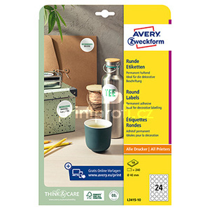 Avery Zweckform etikety 40mm, A4, bl, 24 etiket, baleno po 10 ks, L3415-10, pro laserov a inkoustov tiskrny, koprky
