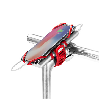 Držák mobilu a powerbanky Bone Bike Tie 3 Pro Pack, na kolo, nastavitelná velikost, červený, 4-6.5&quot;, silikon, na řídítka, červená