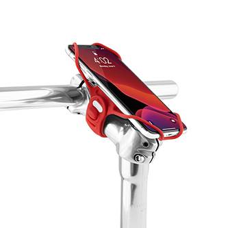 Držák mobilu Bone Bike Tie 3 Pro, na kolo, nastavitelná velikost, červený, 5.8-7.2&quot;, silikon, na představec řídítek, červená