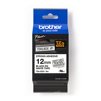 Brother originální páska do tiskárny štítků, Brother, TZE-S231, černý tisk/bílý podklad, laminovaná, 8m, 12mm, extrémně adhezivní