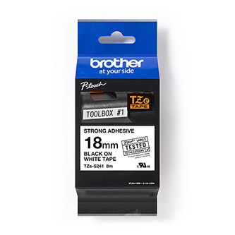Brother originální páska do tiskárny štítků, Brother, TZE-S241, černý tisk/bílý podklad, laminovaná, 8m, 18mm, extrémně adhezivní