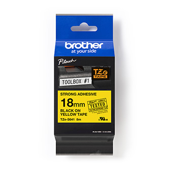 Brother originální páska do tiskárny štítků, Brother, TZE-S641, černý tisk/žlutý podklad, laminovaná, 8m, 18mm, extrémně adhezivní