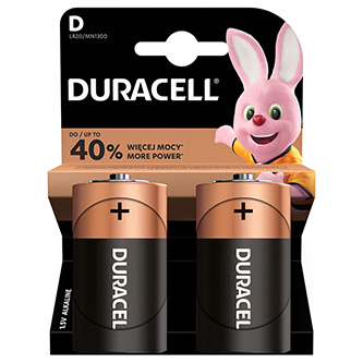Baterie alkalická, velký monočlánek, D, 1.5V, Duracell, blistr, 2-pack, 42342, Basic