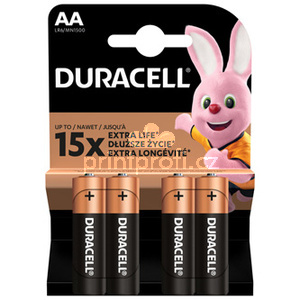 Baterie alkalick, AA, 1.5V, Duracell, blistr, 4-pack, MN1500