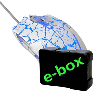 E-blue Myš Cobra, 2500DPI, optická, 6tl., drátová USB, bílo-modrá, herní, e-box