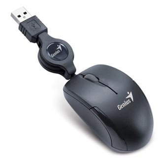 Genius Myš Micro Traveler V2, 1200DPI, optická, 3tl., drátová USB, černá, Micro