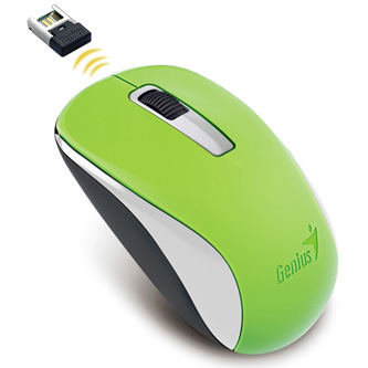 Genius Myš NX-7005, 1200DPI, 2.4 [GHz], optická, 3tl., bezdrátová USB, zelená, 1 ks AA
