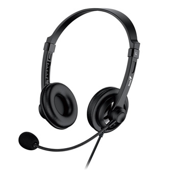 Genius HS-230U, sluchátka s mikrofonem, ovládání hlasitosti, černá, 2.0, uzavřená, USB
