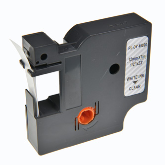 G&amp;G kompatibilní páska do tiskárny štítků, pro Dymo, RL-D-45020P-WT/CL, S0720600, 45020, bílý tisk/transparentní podklad, 7m, 12mm