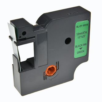 G&amp;G kompatibilní páska do tiskárny štítků, pro Dymo, RL-DY-45019-BK, S0720590, 45019, černý tisk/zelený podklad, 7m, 12mm, D1