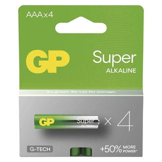 Baterie alkalická, AAA, 1.5V, GP, blistr, 4-pack, SUPER