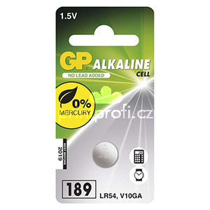 Baterie alkalick, AG10, LR54, LR1130, V10GA, 1.5V, GP, blistr, 1-pack