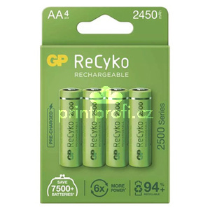 Nabjec baterie, AA (HR6), 1.2V, 2450 mAh, GP, paprov krabika, 4-pack, ReCyko