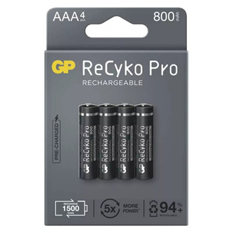 Nabíjecí baterie, AAA (HR03), 1.2V, 800 mAh, GP, krabička, 4-pack