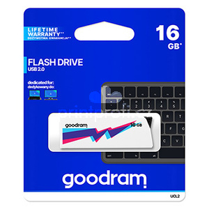 Goodram USB flash disk, USB 2.0, 16GB, UCL2, bl, UCL2-0160W0R11, USB A, vysouvac konektor