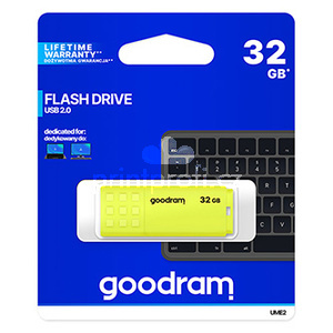 Goodram USB flash disk, USB 2.0, 32GB, UME2, lut, UME2-0320Y0R11, USB A, s krytkou