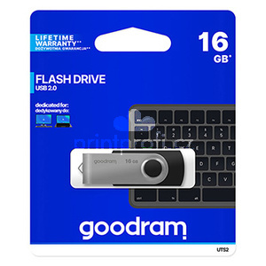 Goodram USB flash disk, USB 2.0, 16GB, UTS2, ern, UTS2-0160K0R11, USB A, s otonou krytkou