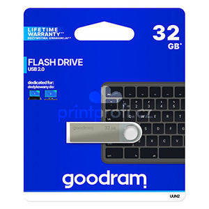 Goodram USB flash disk, USB 2.0, 32GB, UUN2, stbrn, UUN2-0320S0R11, USB A, s poutkem