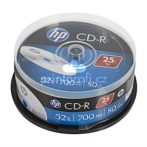 HP CD-R, CRE00015-3, 69311, 25-pack, 700MB, 52x, 80min., 12cm, bez monosti potisku, cake box, pro archivaci dat
